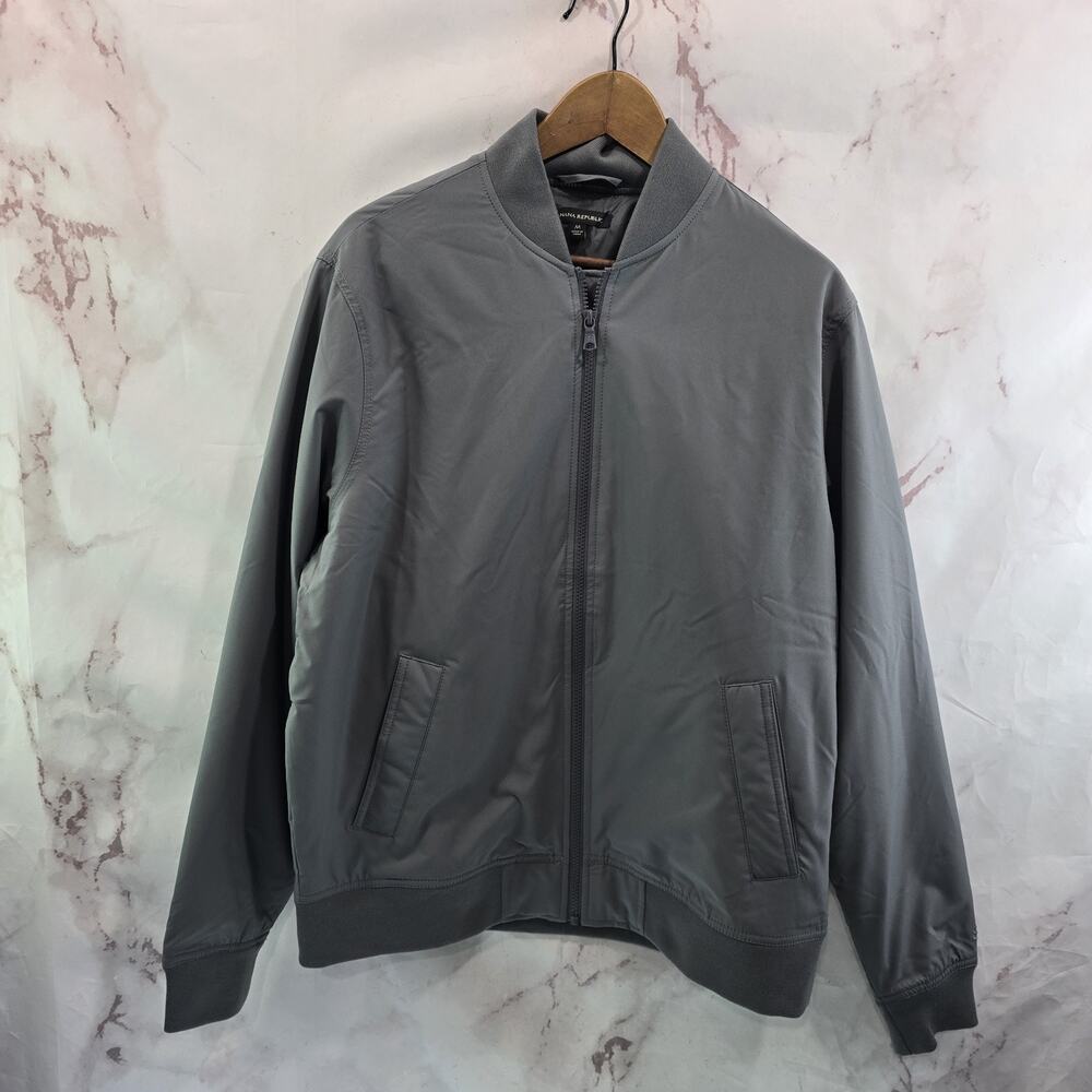 Banana Republic Jacket Mens Medium Gray Bomber Full Zip Shop Mechanic Workwear